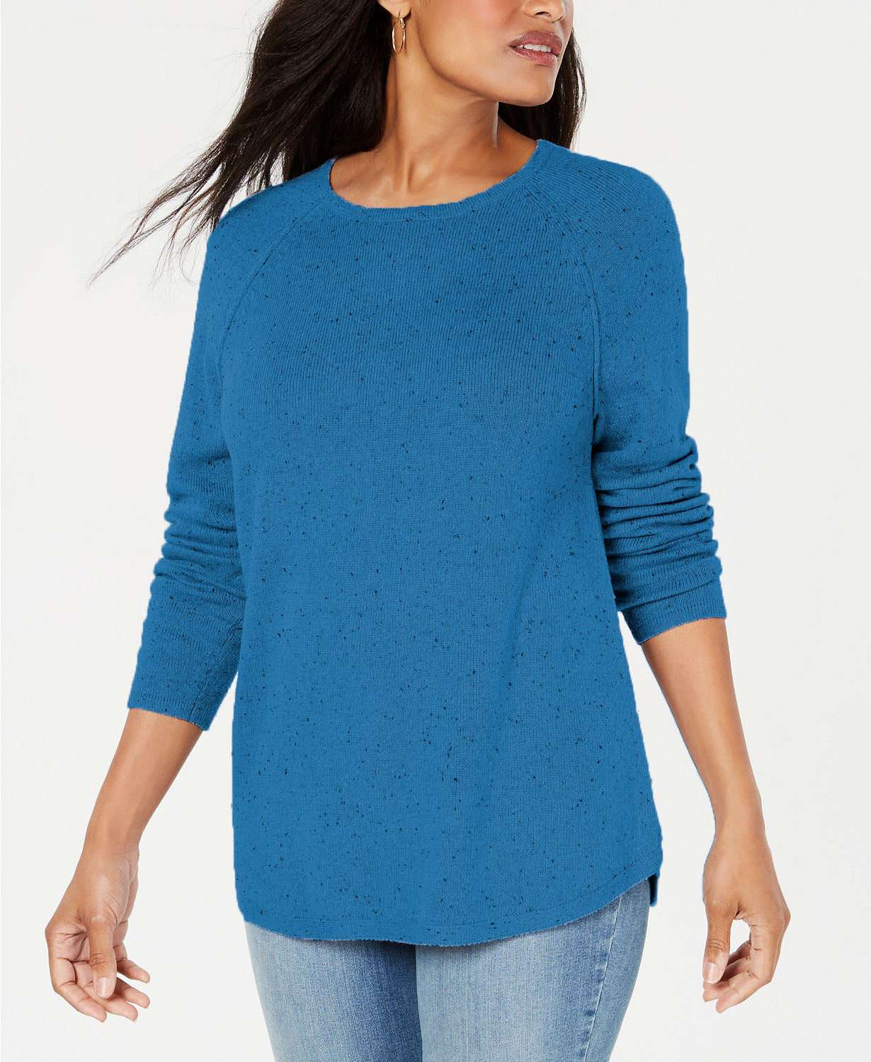 Suéter feminino Karen Scott com bainha curva, verde, tamanho grande