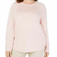 Suéter feminino Karen Scott com bainha curva, rosa, tamanho XX-G