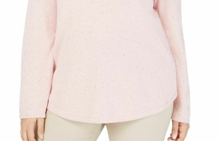 Suéter feminino Karen Scott com bainha curva, rosa, tamanho XX-G