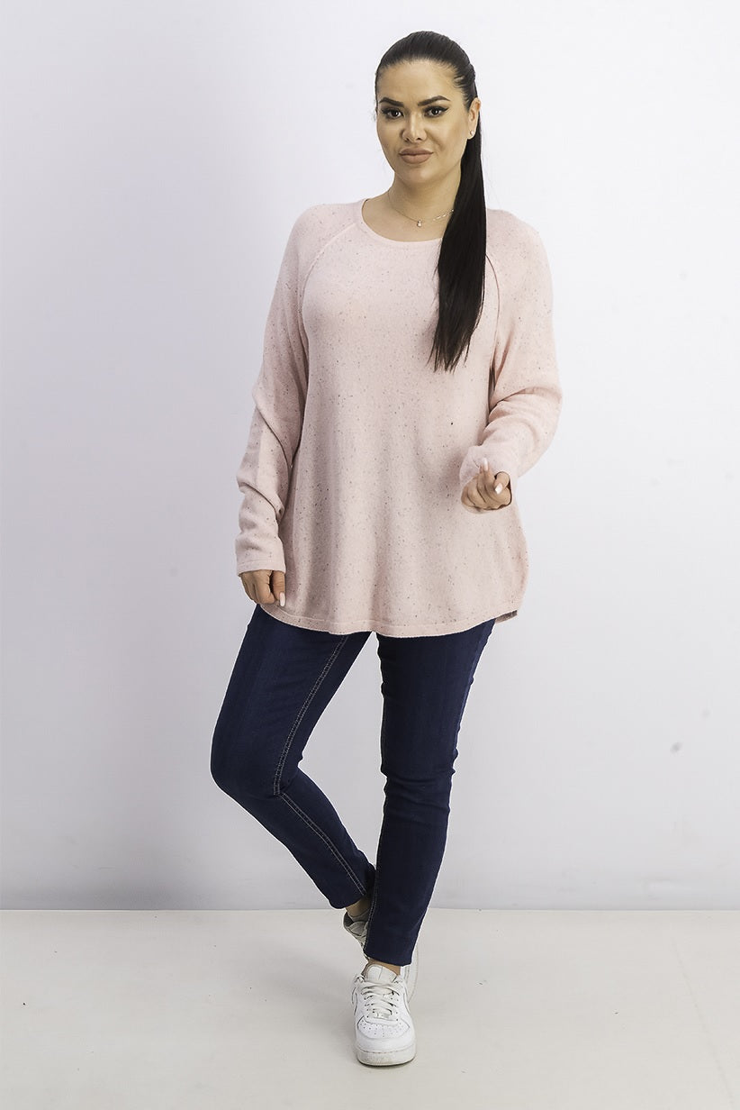 Suéter feminino Karen Scott com bainha curva Ks Tea Rose Nep tamanho extra grande