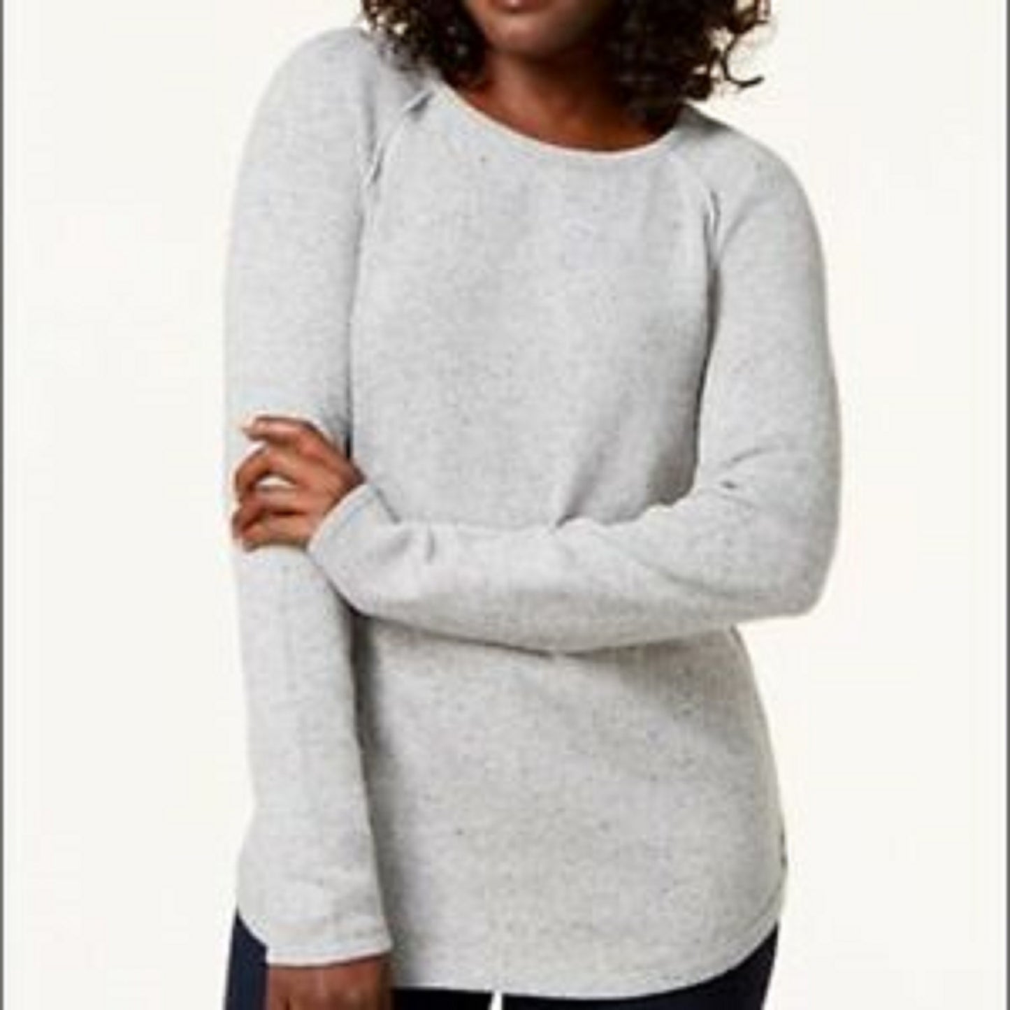 Suéter feminino Karen Scott com bainha curva, branco, tamanho 2, extra grande