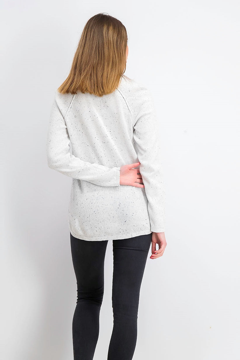 Suéter feminino Karen Scott com bainha curva, branco, tamanho médio