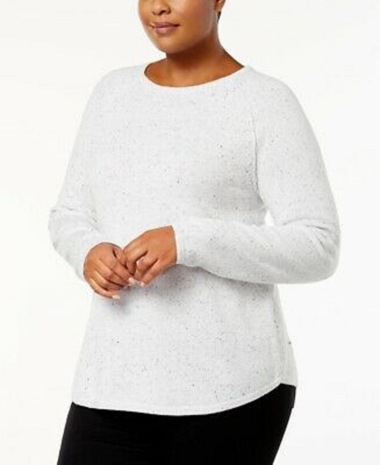 Suéter feminino Karen Scott com bainha curva, tamanho natural, extra grande