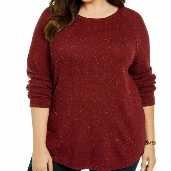 Karen Scott Suéter Feminino Petite Manga Longa Bainha Curva Vermelho Tamanho Petite X-Large