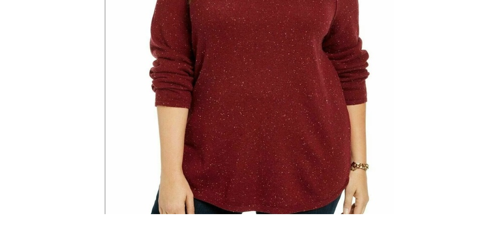 Karen Scott Suéter Feminino Petite Manga Longa Bainha Curva Vermelho Tamanho Petite X-Large