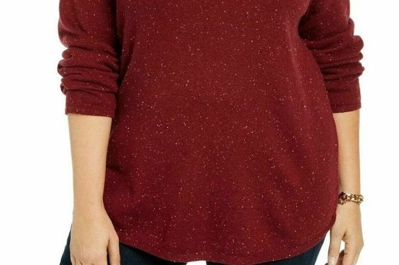 Karen Scott Suéter Feminino Petite Manga Longa Bainha Curva Vermelho Tamanho Petite X-Large