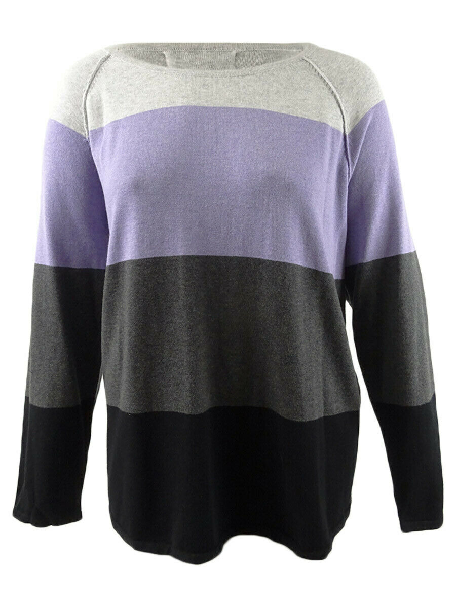 Karen Scott Suéter Feminino Colorblocked Roxo Tamanho Grande