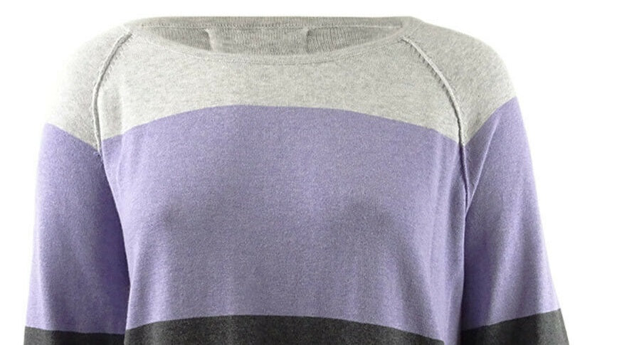 Karen Scott Suéter Feminino Colorblocked Roxo Tamanho Grande