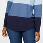 Karen Scott Suéter Feminino Colorblocked Roxo Médio Tamanho P