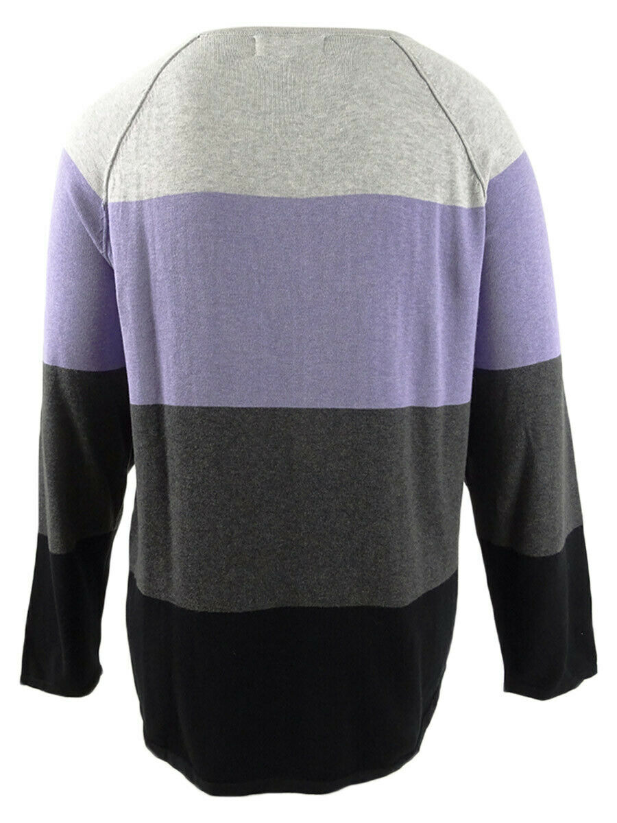 Karen Scott Suéter Feminino Colorblocked Roxo Combinação Tamanho Extra Grande