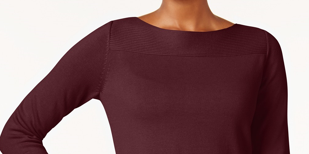 Karen Scott Blusa feminina de algodão com decote canoa, tamanho médio, vermelha, tamanho XX-G