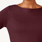 Karen Scott Blusa Feminina de Algodão com Gola Canoa Média Vermelha Tamanho Médio