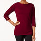 Karen Scott Blusa de algodão feminina com decote canoa, tamanho extra grande, vinho