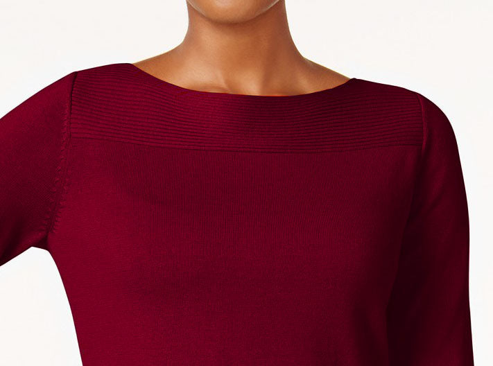 Karen Scott Blusa de algodão feminina com decote canoa, tamanho extra grande, vinho
