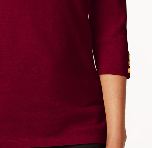 Karen Scott Blusa de algodão feminina com decote canoa, tamanho extra grande, vinho