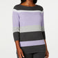 Karen Scott Suéter feminino listrado com decote canoa, roxo, tamanho 2, extra grande