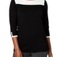Karen Scott Suéter Feminino de Algodão Colorblock Preto Tamanho P