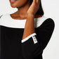 Karen Scott Suéter Feminino de Algodão Colorblock Preto Tamanho P