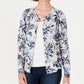 Karen Scott Cardigan Feminino Estampado de Folhas Cinza Tamanho P