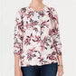 Karen Scott Cardigan Feminino Estampado de Folhas Branco Tamanho P