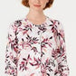 Karen Scott Cardigan Feminino Estampado de Folhas Branco Tamanho P