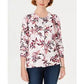 Cardigan feminino com estampa de folhas Karen Scott, branco, tamanho extragrande