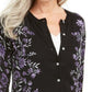 Karen Scott Cardigan Feminino com Estampa Floral e Botões Roxo Tamanho P