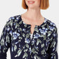 Karen Scott Cardigan Feminino Estampado Floral Preto Tamanho Médio
