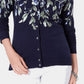 Karen Scott Cardigan Feminino Estampado Floral Preto Tamanho Médio
