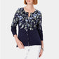 Karen Scott Cardigan Feminino Estampado Floral Azul Tamanho P
