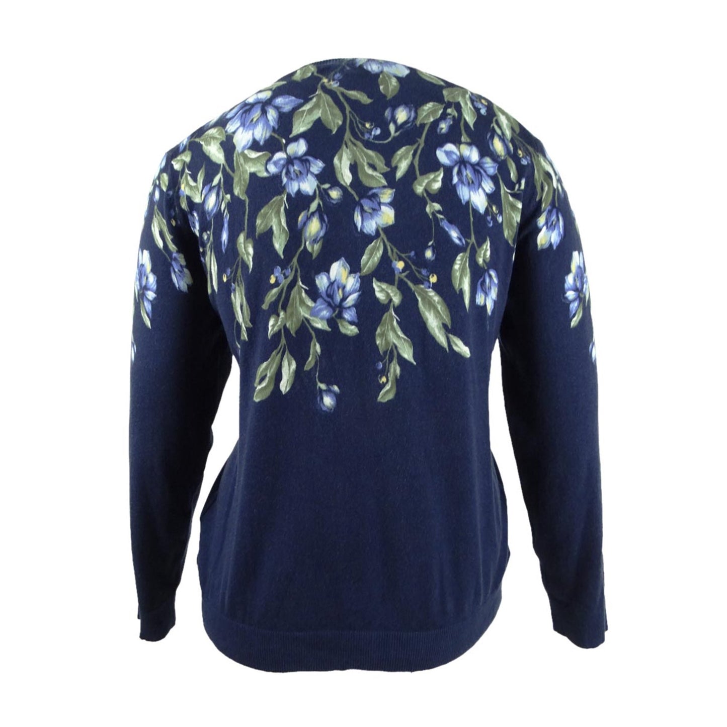 Karen Scott Cardigan Feminino Estampado Floral Azul Tamanho P