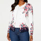 Karen Scott Cardigan Feminino Estampado Floral Branco Tamanho Médio