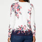 Karen Scott Cardigan Feminino Estampado Floral Branco Tamanho Médio