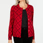 Karen Scott Cardigan Xadrez Pamela Feminino Vermelho Brilhante Tamanho Pequeno