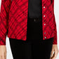 Karen Scott Cardigan Xadrez Pamela Feminino Vermelho Brilhante Tamanho Pequeno