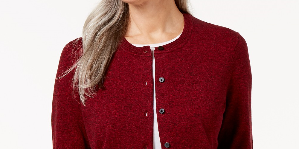 Karen Scott Cardigan Feminino com Botões Novo Vermelho Tamanho P