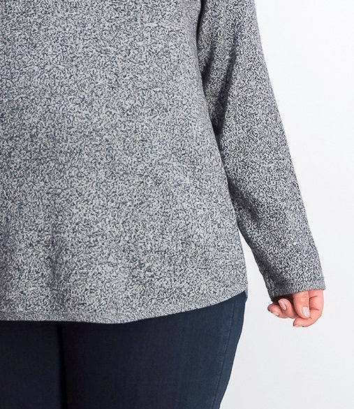 Karen Scott Blusa Feminina de Algodão Marmorizado com Bainha Curva Inverno Cinza Tamanho M