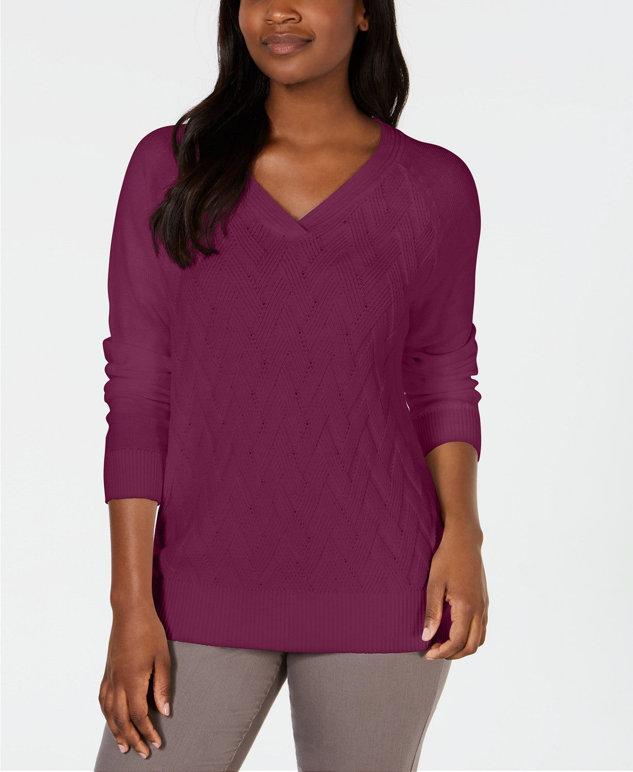 Karen Scott Suéter Feminino Ponto Cesto Roxo Tamanho Médio