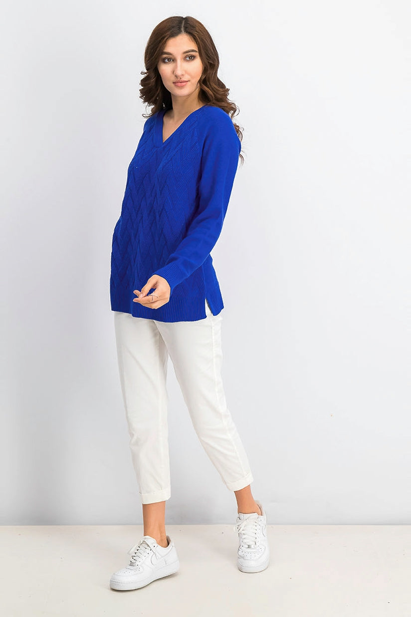 Karen Scott Suéter Feminino Basket Stitch Azul Brilhante Tamanho XS