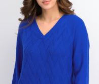 Karen Scott Suéter Feminino Basket Stitch Azul Brilhante Tamanho XS