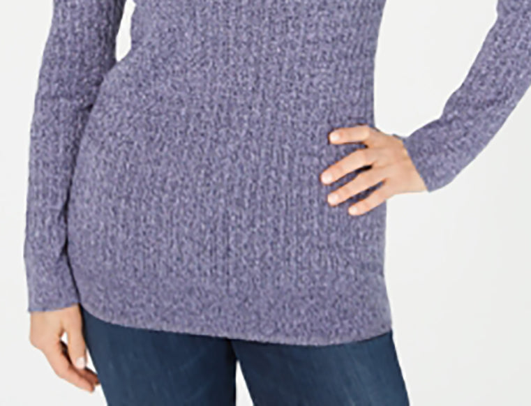 Karen Scott Suéter de algodão com gola canoa feminino, roxo, tamanho extragrande