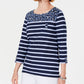 Karen Scott Blusa feminina com bolso floral e listrado Ditsy, tamanho azul marinho, pequena, extra grande
