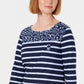 Karen Scott Blusa feminina com bolso floral e listrado Ditsy, tamanho azul marinho, pequena, extra grande