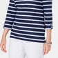 Karen Scott Blusa feminina com bolso floral e listrado Ditsy, tamanho azul marinho, pequena, extra grande