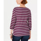 Blusa feminina Karen Scott Ditsy com bolso floral e listrado, tamanho Berry PXL