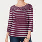 Blusa feminina Karen Scott Ditsy com bolso floral e listrado, tamanho Berry PXL
