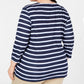 Karen Scott Blusa feminina plus size estampada manga 3/4 azul tamanho 2 extra grande