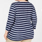 Karen Scott Blusa Plus Size Estampada Manga 3/4 Feminina Azul Tamanho Extra Grande