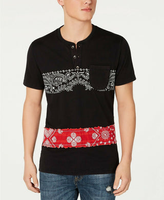 Bandana listrada masculina American Rag Henley preta tamanho grande