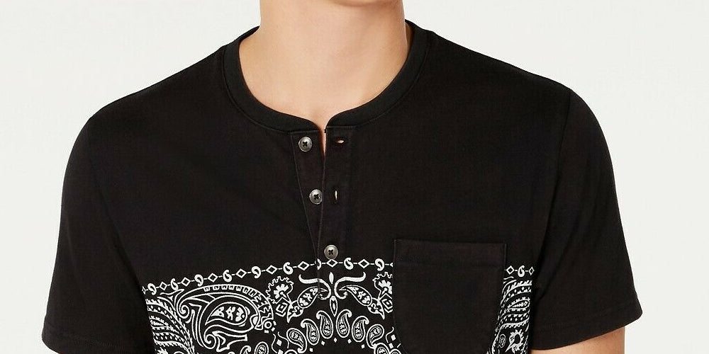 Bandana listrada masculina American Rag Henley preta tamanho grande